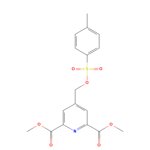 4-[[[(4-Methylphenyl)sulfonyl]oxy]methyl]-2,6-pyridinedicarboxylic Acid 2,6-Dimethyl Ester (CAS: 909247-46-7) - Chemical Structure and Molecular Formula 
