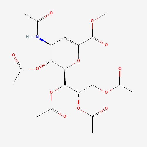 Methyl 5,7,8,9-Tetra-O-acetyl-4-acylamino-2,6-anhydro-3,4-dideoxy-D-glycero-D-galacto-2-enonate (CAS: 173467-18-0) - Chemical Structure and Molecular Formula 
