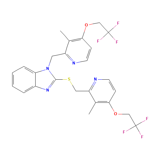 N-[3-Methyl-4-(2,2,2-trifluoroethoxy)-2-pyridinyl]methyl Lansoprazole Sulfide (CAS: 1083100-27-9) - Chemical Structure and Molecular Formula 
