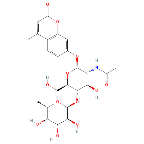4-Methylumbelliferyl 2-Acetamido-2-deoxy-4-O-(a-L-fucopyranosyl)-b-D-glucopyranoside (CAS: 383160-13-2) - Related Chemical Product