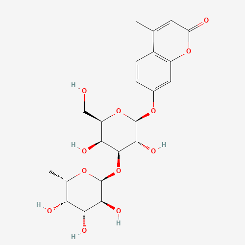 4-Methylumbelliferyl 3-O-(a-L-Fucopyranosyl)-b-D-galactopyranoside (CAS: 296776-06-2) - Chemical Structure and Molecular Formula 