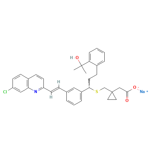 ent-Montelukast Sodium Salt (CAS: 190078-45-6) - Chemical Structure and Molecular Formula 
