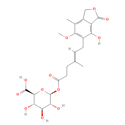 Mycophenolic Acid Acyl-b-D-glucuronide (CAS: 99043-04-6) - Chemical Structure and Molecular Formula 