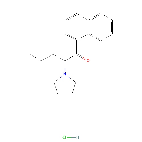 1-Naphthyl Pyrovalerone Hydrochloride (CAS: 1349245-31-3) - Chemical Structure and Molecular Formula 