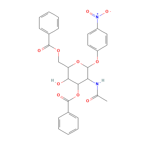 p-Nitrophenyl 2-Acetamido-2-deoxy-3,6-di-O-benzoyl-b-D-glucopyranoside (CAS: 84564-22-7) - Chemical Structure and Molecular Formula 