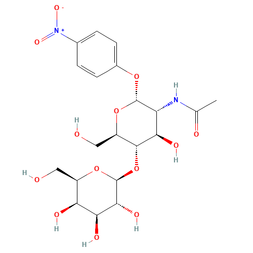 p-Nitrophenyl 2-Acetamido-2-deoxy-4-O-(b-D-galactopyranosyl)-a-D-glucopyranoside (CAS: 184377-56-8) - Chemical Structure and Molecular Formula 