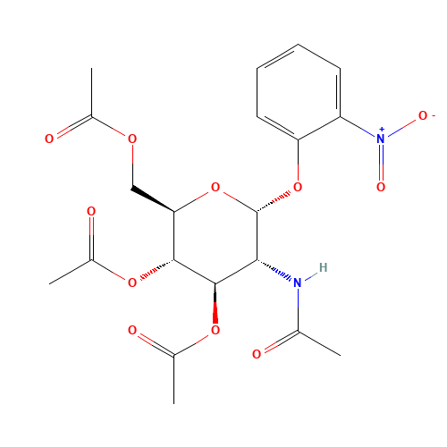 o-Nitrophenyl 2-Acetamido-2-deoxy-3,4,6-tri-O-acetyl-a-D-glucopyranoside (CAS: 13264-91-0) - Chemical Structure and Molecular Formula 