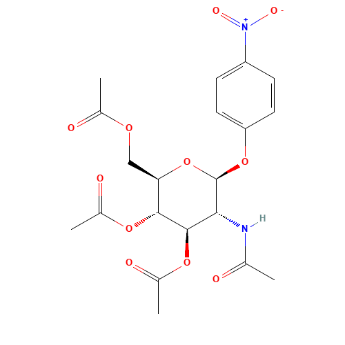 p-Nitrophenyl 2-Acetamido-3,4,6-tri-O-acetyl-b-D-glucopyranoside (CAS: 13089-27-5) - Chemical Structure and Molecular Formula 