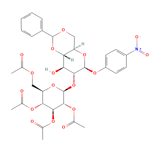 4-Nitrophenyl 4,6-O-Benzylidene-2-O-(2,3,4,6-tetra-O-acetyl-b-D-glucopyranosyl)-b-D-glucopyranoside (CAS: 26255-68-5) - Related Chemical Product