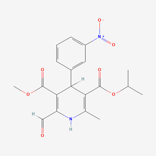 4-(3-Nitrophenyl)-2-formyl-6-methyl-1,4-dihydropyridine-3,5-dicarboxylic Acid 5-Isopropyl Ester 3-Methyl Ester (CAS: 75530-60-8) - Chemical Structure and Molecular Formula 