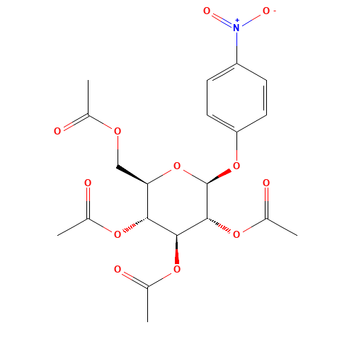 p-Nitrophenyl-2,3,4,6-Tetra-O-acetyl-b-D-glucopyranoside (CAS: 5987-78-0) - Chemical Structure and Molecular Formula 