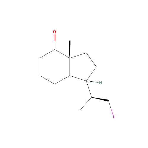 (1R,1'S)-Octahydro-1-(2'-iodo-1'-methylethyl)-7a-methyl-inden-4-one (CAS: 145372-32-3) - Chemical Structure and Molecular Formula 