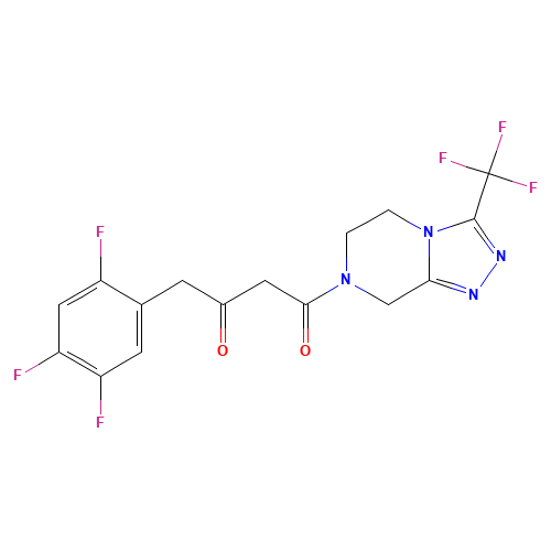 4-Oxo-4-[3-(trifluoromethyl)-5,6-dihydro-[1,2,4]triazolo[4,3-a]pyrazin-7(8H)-yl]-1-(2,4,5-trifluorophenyl)butan-2-one (CAS: 764667-65-4) - Chemical Structure and Molecular Formula 
