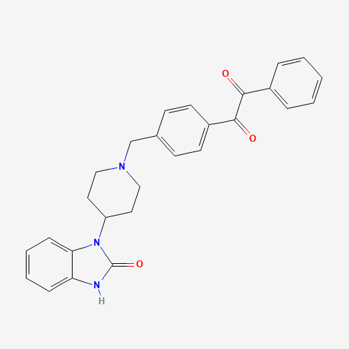 1-(4-{[4-(2-Oxo-2,3-dihydro-1H-benzimidazol-1-yl)piperidin-1-yl]methyl}phenyl)-2-phenylethane-1,2-dione (CAS: 612848-74-5) - Chemical Structure and Molecular Formula 