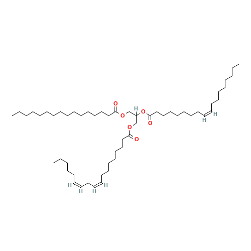 1-Palmitoyl-2-oleoyl-3-linoleoyl-rac-glycerol (CAS: 2680-59-3) - Chemical Structure and Molecular Formula 