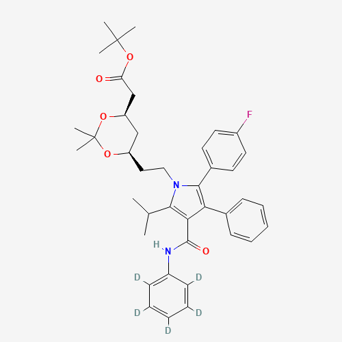 (6-{2-[3-(4-Phenylcarbamoyl)-5-(4-fluoro-phenyl)-2-isopropyl-4-phenyl-d5-pyrrol-1-yl]-ethyl}-2,2-dimethyl-[1,3]-dioxane-4-yl)-acetic Acid, tert-Butyl Ester (CAS: 265989-34-2) - Related Chemical Product