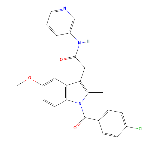 N-(3-Pyridyl)indomethacin Amide (CAS: 261766-29-4) - Chemical Structure and Molecular Formula 
