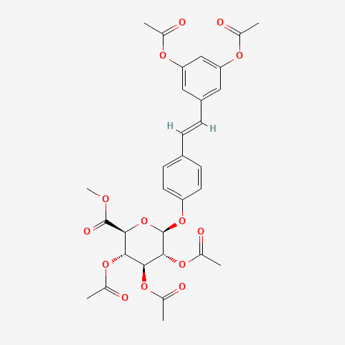 trans Resveratrol Penta-O-acetyl-4'-b-D-glucuronide Methyl Ester (CAS: 490028-19-8) - Chemical Structure and Molecular Formula 