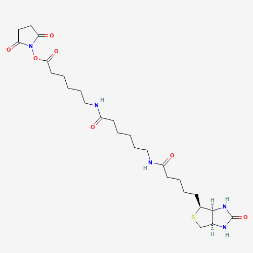 Succinimidyl-6-[6-(biotinamido)caproyl]caproylate (CAS: 89889-52-1) - Chemical Structure and Molecular Formula 