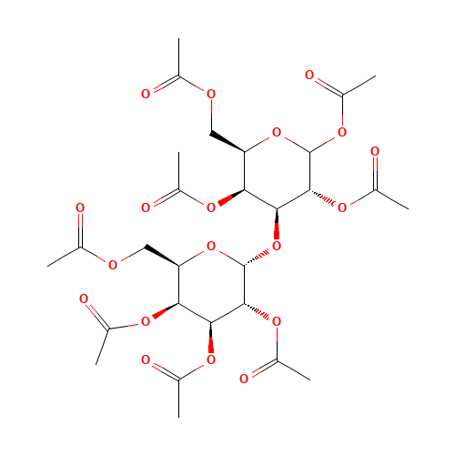 1,2,4,6-Tetra-O-acetyl-3-O-(2,3,4,6-tetra-O-acetyl-a-D-galactopyranosyl)-D-galactose (CAS: 123809-61-0) - Chemical Structure and Molecular Formula 