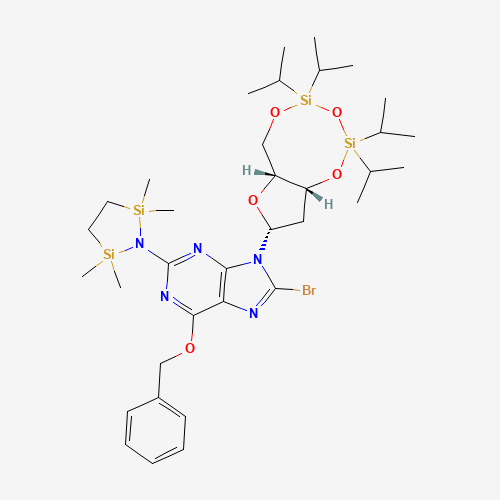 N2-(1,1,4,4-Tetramethyldisilylazacyclopentanyl)-O6-benzyl-8-bromo-N9-[3',5'-O-(1,1,3,3-tetrakis(isopropyl)-1,3-disiloxanediyl)-b-D-2'-deoxyribofuranosyl]guanine (CAS: 328394-28-1) - Related Chemical Product