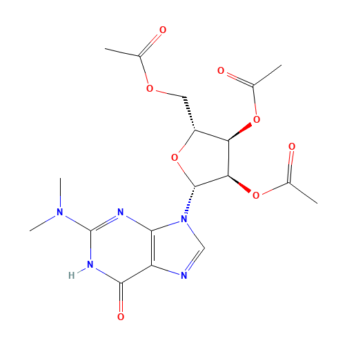 2',3',5'-Tri-O-acetyl-2N,2N-dimethyl Guanosine (CAS: 73196-87-9) - Chemical Structure and Molecular Formula 