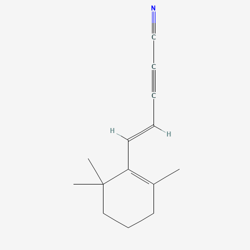 (E)-5-(2,6,6-Trimethyl-1-cyclohexen-1-yl)pent-4-en-2-ynenitrile (CAS: 173214-57-8) - Chemical Structure and Molecular Formula 
