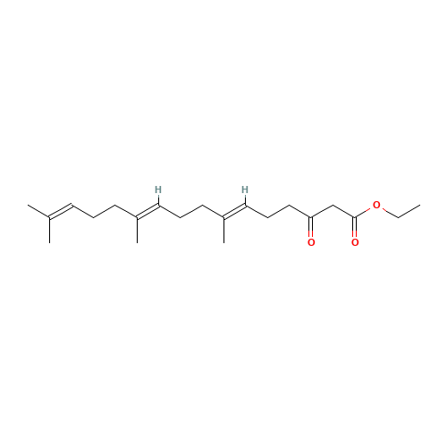 (6E,10E)-7,11,15-Trimethyl-3-oxohexadeca-6,10,14-trienoic Acid, Ethyl Ester, (CAS: 141538-75-2) - Chemical Structure and Molecular Formula 