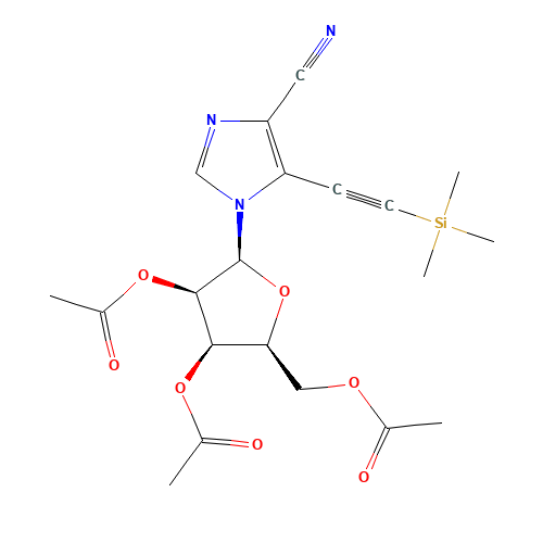 5-(2-(Trimethylsilyl)-1-ethyn-1-yl)-1-(2',3',5'-tri-O-acetyl-b-D-ribofuranosyl)imidazo-4-carbonitrile (CAS: 126004-21-5) - Related Chemical Product