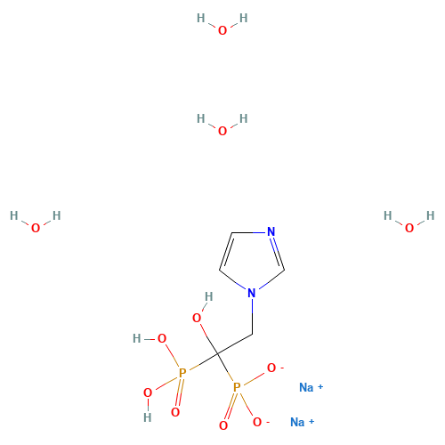 Zoledronic Acid, Disodium Salt, Tetrahydrate (CAS: 165800-07-7) - Chemical Structure and Molecular Formula 