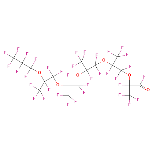 Perfluoro-2,5,8,11,14-pentamethyl-3,6,9,12,15-pentaoxaoctadecanoyl fluoride (CAS: 13252-15-8) - Chemical Structure and Molecular Formula 