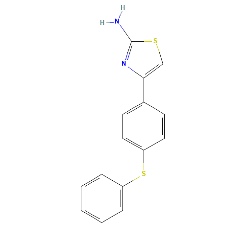 4-(4-Phenylsulfanylphenyl)-thiazol-2-ylamine (CAS: 333773-69-6) - Chemical Structure and Molecular Formula 