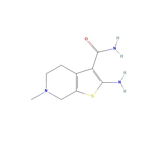 2-Amino-6-methyl-4,5,6,7-tetrahydro-thieno[2,3-c]-pyridine-3-carboxylic acid amide (CAS: 24248-69-9) - Chemical Structure and Molecular Formula 