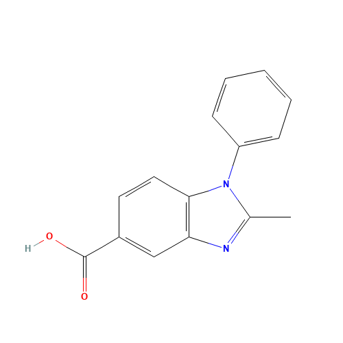 2-Methyl-1-phenyl-1H-benzoimidazole-5-carboxylic acid (CAS: 92437-43-9) - Chemical Structure and Molecular Formula 