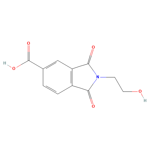 2-(2-Hydroxyethyl)-1,3-dioxo-2,3-dihydro-1H-isoindole-5-carboxylic acid (CAS: 17329-32-7) - Chemical Structure and Molecular Formula 