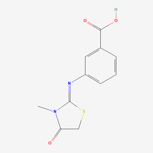 3-(3-Methyl-4-oxo-thiazolidin-2-ylideneamino)-benzoic acid (CAS: 436811-29-9) - Chemical Structure and Molecular Formula 