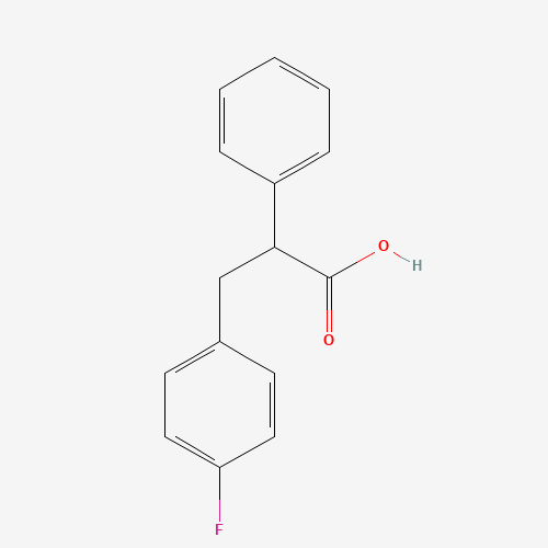 3-(4-Fluoro-phenyl)-2-phenyl-propionic acid (CAS: 436086-86-1) - Chemical Structure and Molecular Formula 