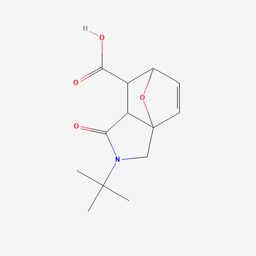 3-tert-Butyl-4-oxo-10-oxa-3-aza-tricyclo[5.2.1.0*1,5*]dec-8-ene-6-carboxylic acid (CAS: 436811-02-8) - Chemical Structure and Molecular Formula 