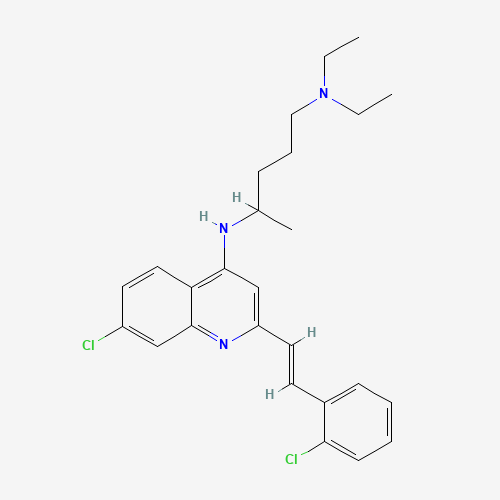 N-*4*-{7-Chloro-2-[2-(2-chloro-phenyl)-vinyl]-quin olin-4-yl}-N*1*,N*1*-diethyl-pentane-1,4-diamine (CAS: 10023-54-8) - Chemical Structure and Molecular Formula 