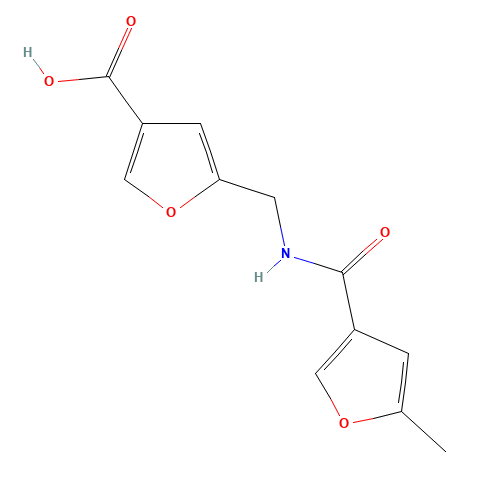 5-{[(5-Methyl-furan-3-carbonyl)-amino]-methyl}-furan-3-carboxylic acid (CAS: 447413-31-2) - Chemical Structure and Molecular Formula 