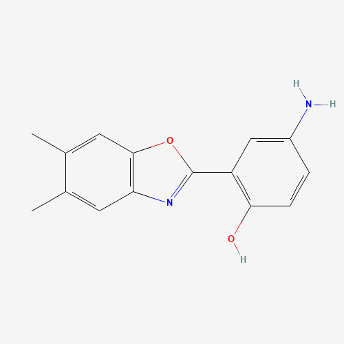 4-Amino-2-(5,6-dimethyl-benzooxazol-2-yl)-phenol (CAS: 292058-24-3) - Chemical Structure and Molecular Formula 