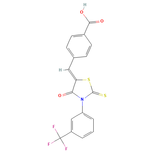 4-[4-Oxo-2-thioxo-3-(3-trifluoromethyl-phenyl)-thiazolidin-(5Z)-ylidenemethyl]-benzoic acid (CAS: 307510-92-5) - Related Chemical Product