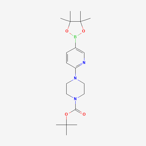 4-[5-(4,4,5,5-Tetramethyl-[1,3,2]dioxaborolan-2-yl -piperazine-1-carboxylic acid tert-butyl ester (CAS: 496786-98-2) - Chemical Structure and Molecular Formula 