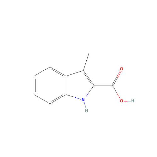 3-Methyl-1H-indole-2-carboxylic acid (CAS: 10590-73-5) - Chemical Structure and Molecular Formula 