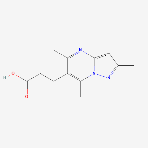 3-(2,5,7-Trimethyl-pyrazolo[1,5-a]pyrimidin-6-yl)-propionic acid (CAS: 851116-09-1) - Chemical Structure and Molecular Formula 