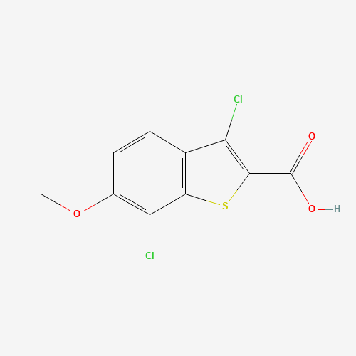 3,7-Dichloro-6-methoxy-1-benzothiophene-2-carboxylic acid (CAS: 34576-89-1) - Chemical Structure and Molecular Formula 