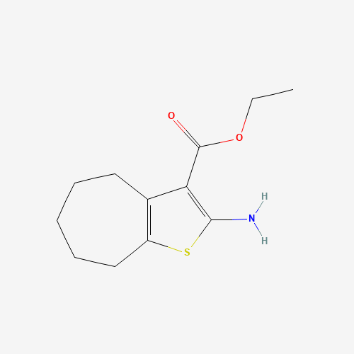 Ethyl 2-amino-5,6,7,8-tetrahydro-4H-cyclohepta-[b]thiophene-3-carboxylate (CAS: 40106-13-6) - Chemical Structure and Molecular Formula 