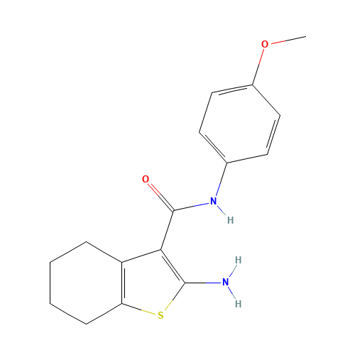 2-Amino-N-(4-methoxyphenyl)-4,5,6,7-tetrahydro-1-benzothiophene-3-carboxamide (CAS: 83822-33-7) - Chemical Structure and Molecular Formula 