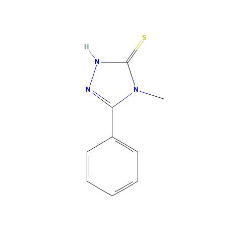 4-Methyl-5-phenyl-4H-1,2,4-triazole-3-thiol (CAS: 38942-51-7) - Chemical Structure and Molecular Formula 