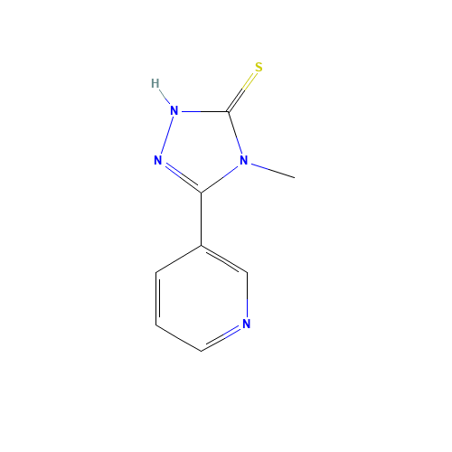 4-Methyl-5-pyridin-3-yl-4H-1,2,4-triazole-3-thiol (CAS: 3652-31-1) - Chemical Structure and Molecular Formula 